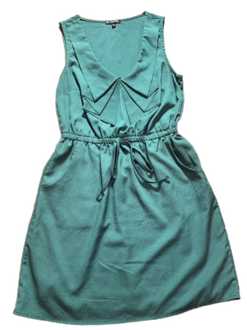 BeBop Green Sleeveless Elastic Drawstring Waist Dress W/Pockets Women’s Size M